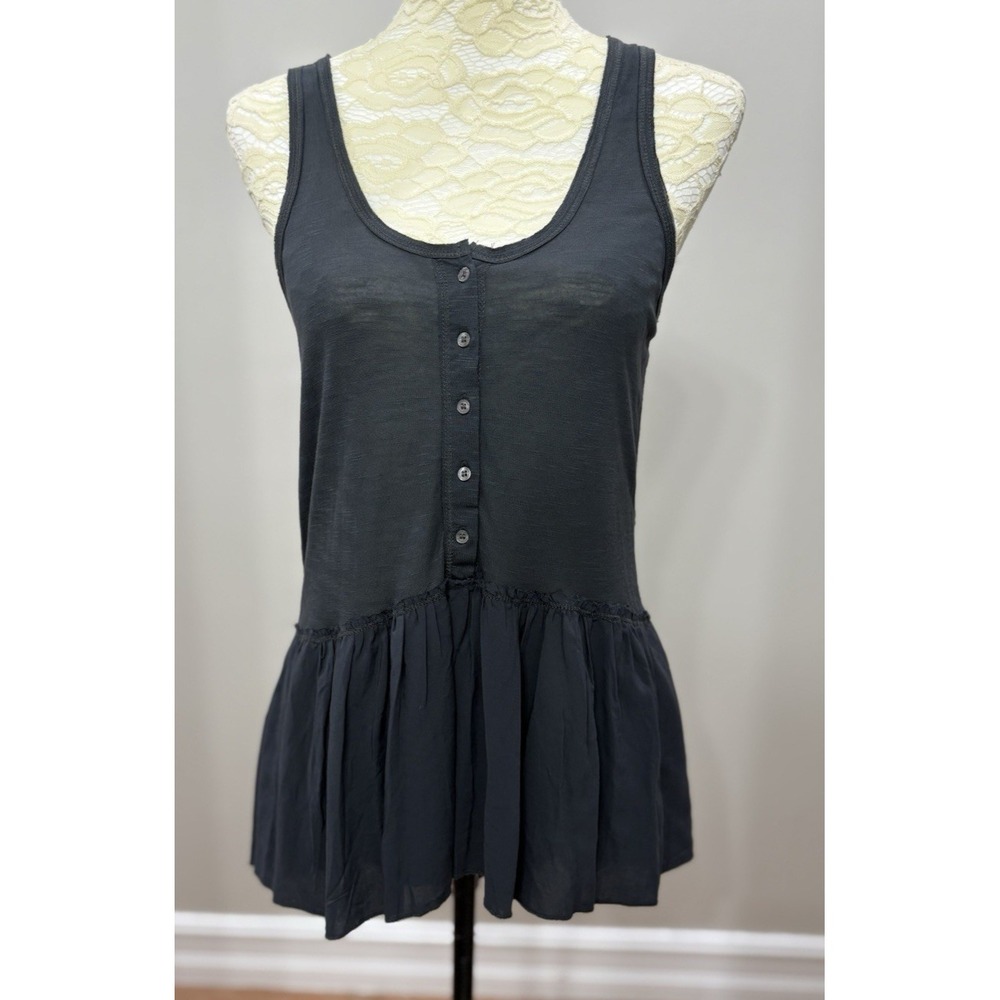Aeropostale XS Gray Henley Peplum Tank Top Y2K Fairycore Balletcore Sleeveless